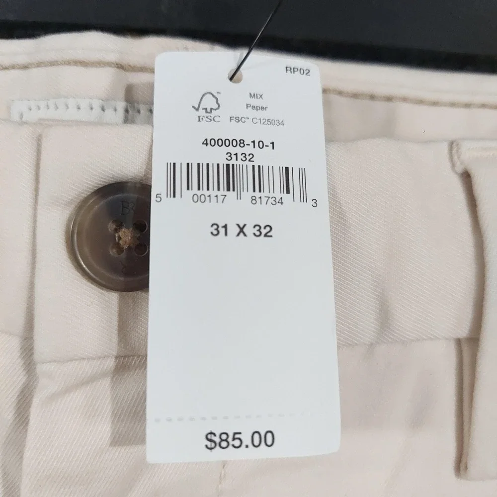 NEW Banana Republic Pants Mens 31x32 Beige Lived-In Slim Chino Stretch Casual